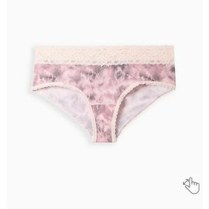 Wide Lace Trim Cheeky Panty - Cotton Lace Pink - Torrid